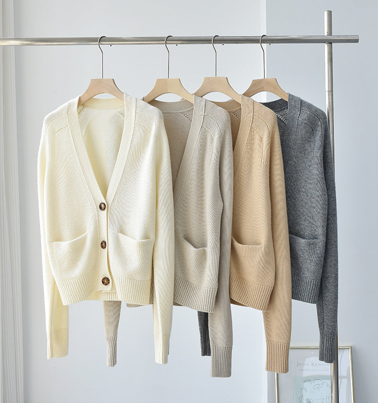 Thick Cashmere V Neck Cardigan