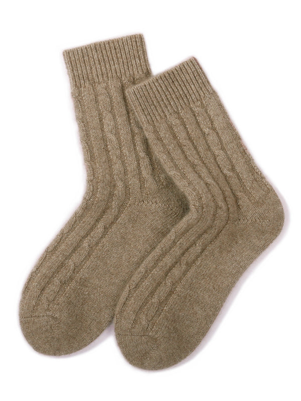 Cable Knit Cashmere Bed Socks