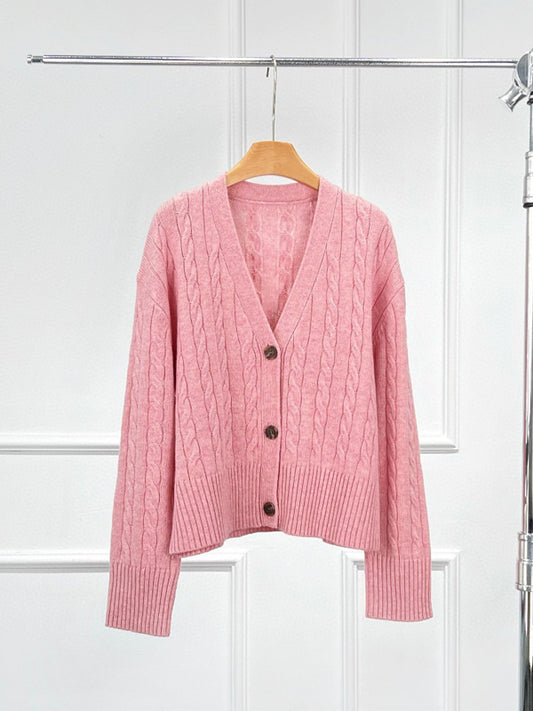 Monet Cashmere Wool Cable Cardigan