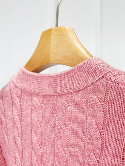 Monet Cashmere Wool Cable Cardigan