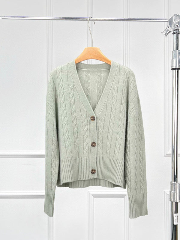 Monet Cashmere Wool Cable Cardigan