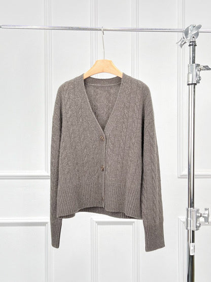 Monet Cashmere Wool Cable Cardigan