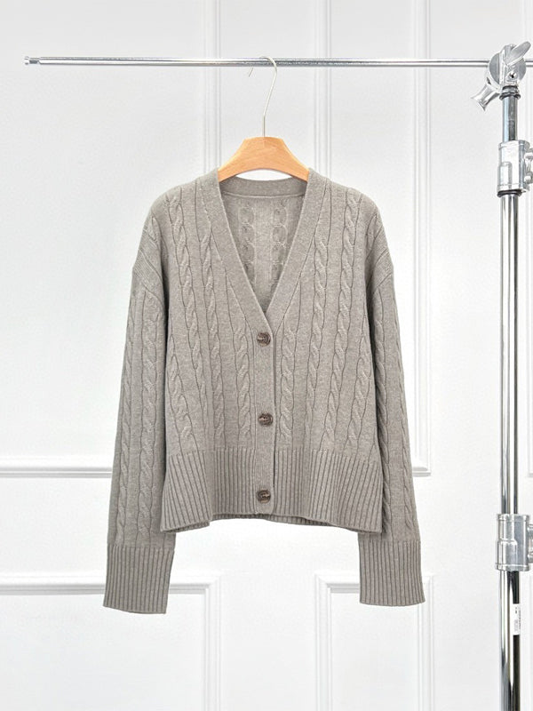 Monet Cashmere Wool Cable Cardigan