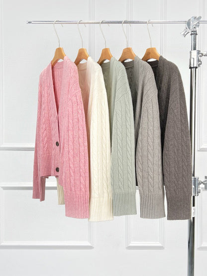 Monet Cashmere Wool Cable Cardigan