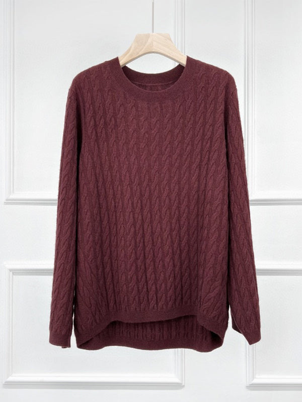 Cable Knitted Cashmere Wool Pulover