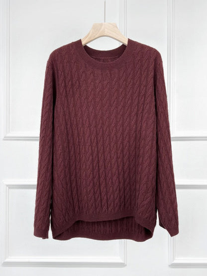 Cable Knitted Cashmere Wool Pulover