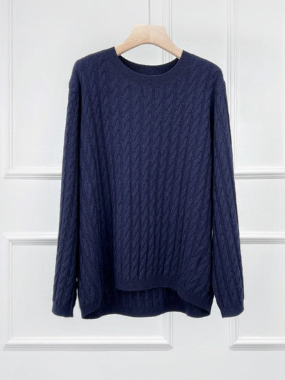 Cable Knitted Cashmere Wool Pulover