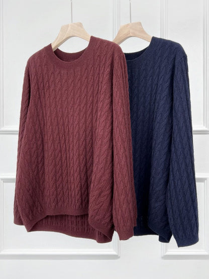 Cable Knitted Cashmere Wool Pulover