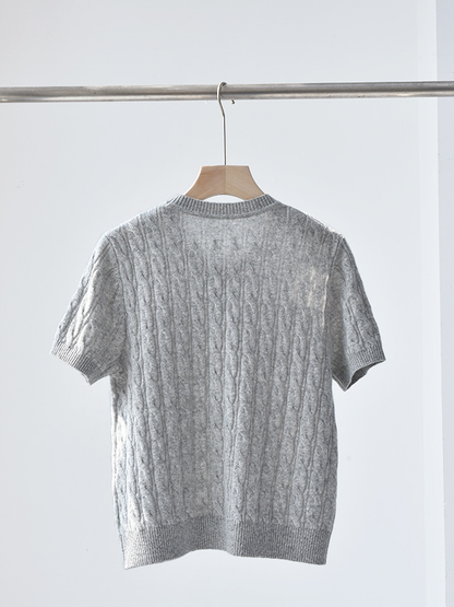 Cable Knit Cashmere Short Sleeve