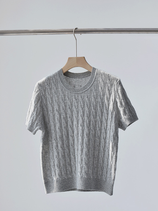 Cable Knit Cashmere Short Sleeve