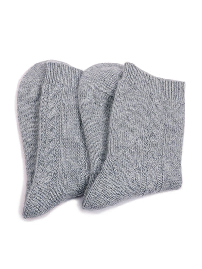 Cable Knit Cashmere Thick Socks