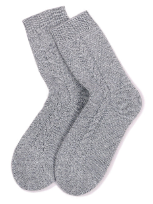 Cable Knit Cashmere Thick Socks