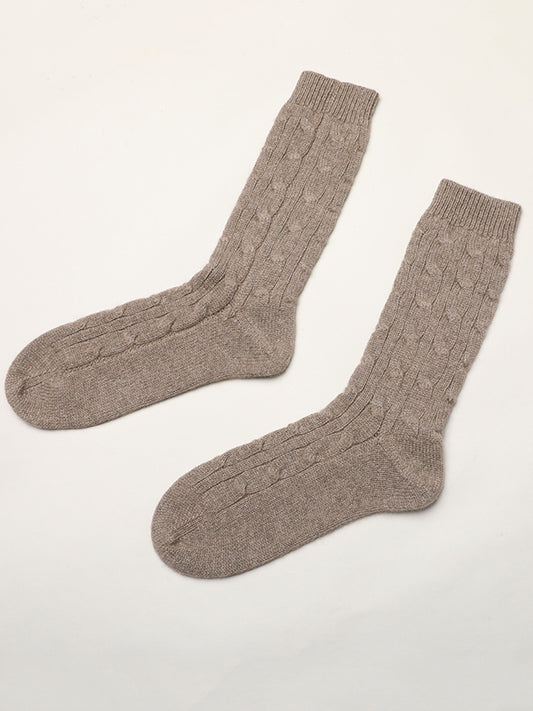 Cable Knit Cashmere Home Socks
