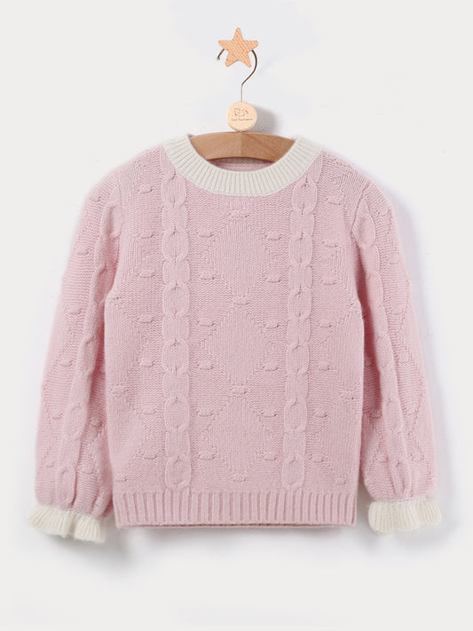 Cable Knit Cashmere Wool Jacquard Pullover