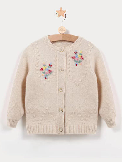 Cashmere Kids Hand-Crochet Jacquard Cardigan