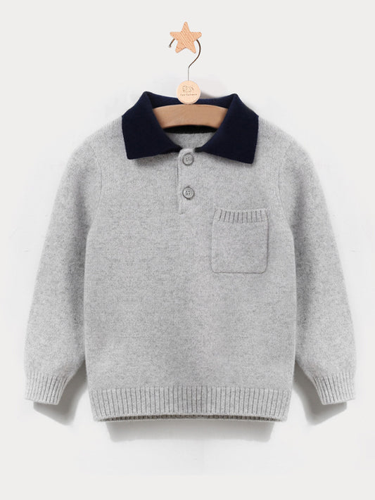 Cashmere Wool Kids Polo Sweater