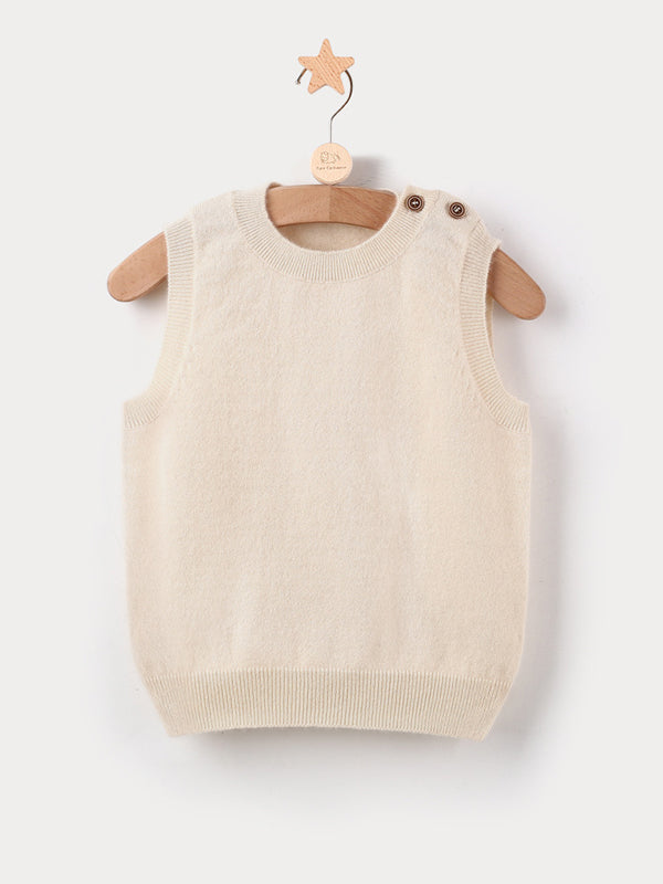 Plain Knit Baby Buttons Cashmere Vest