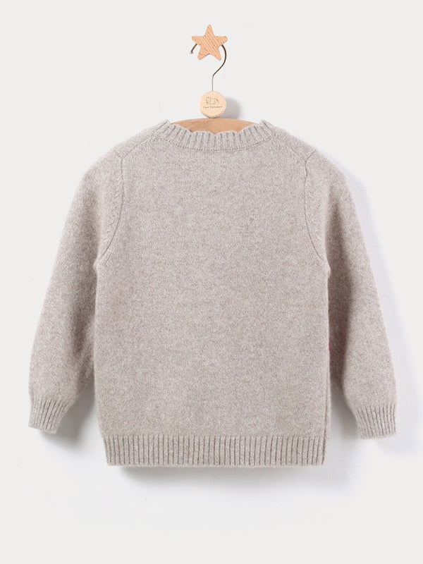 Cashmere Balloon Jacquard Kids Cardigan