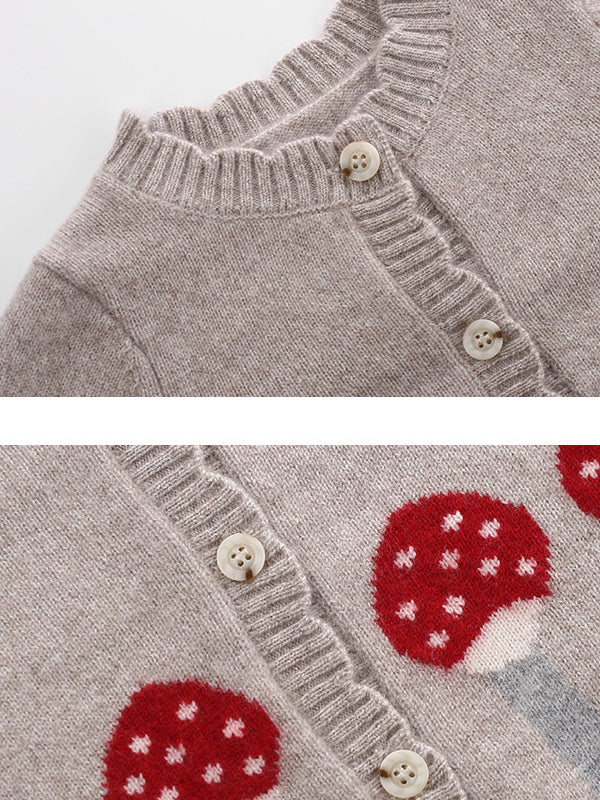 Cashmere Balloon Jacquard Kids Cardigan