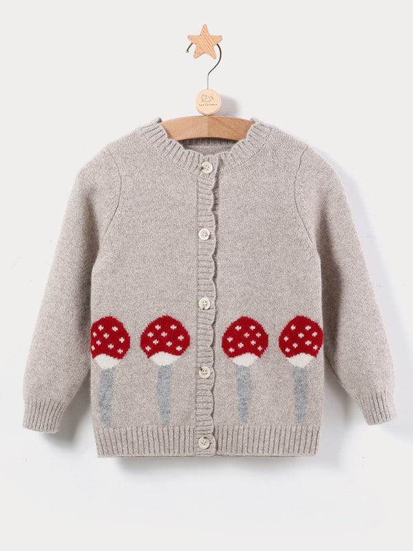 Cashmere Balloon Jacquard Kids Cardigan