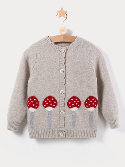 Cashmere Balloon Jacquard Kids Cardigan