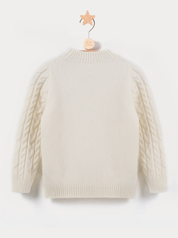 Cable Knit Cashmere Wool Kids Crewneck