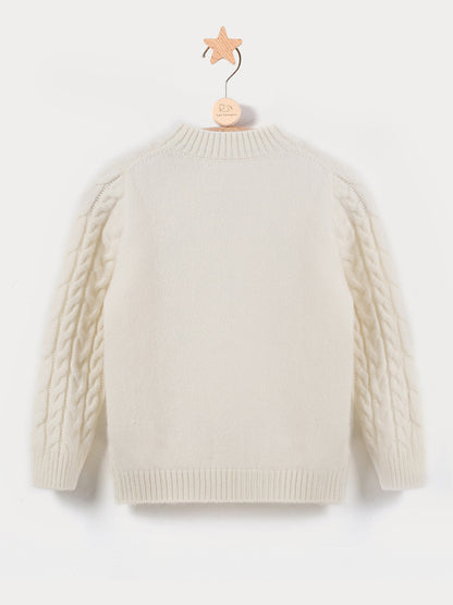 Cable Knit Cashmere Wool Kids Crewneck