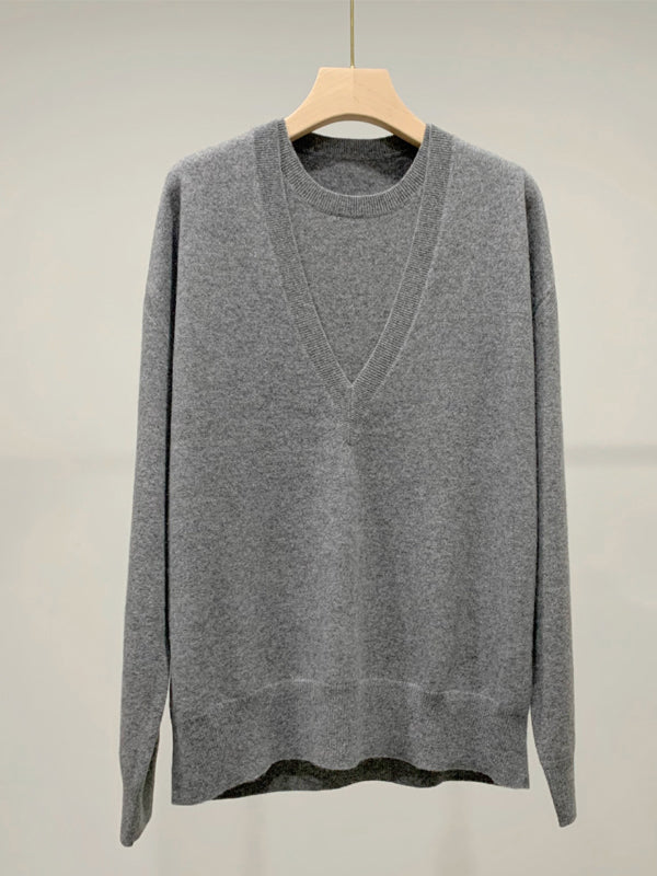 H Pure Cashmere Deep V Neck Pullover