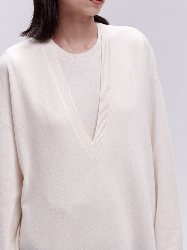 H Pure Cashmere Deep V Neck Pullover