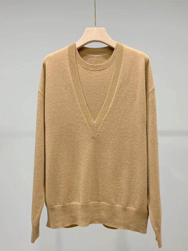 H Pure Cashmere Deep V Neck Pullover