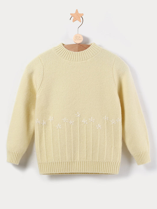 Cashmere Hand-Crochet Flower Kids Sweater