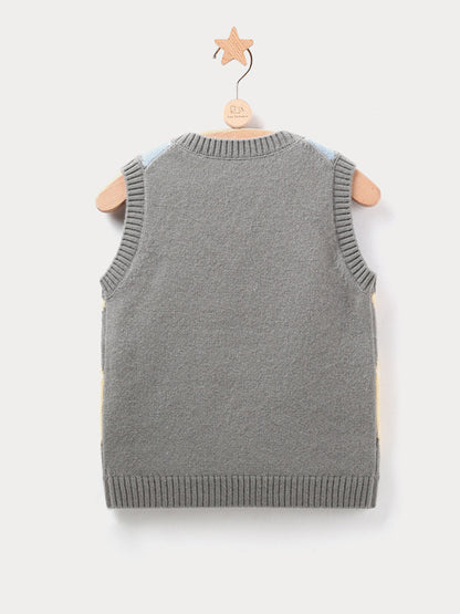 Cashmere Rhombus Knit Kids Vest