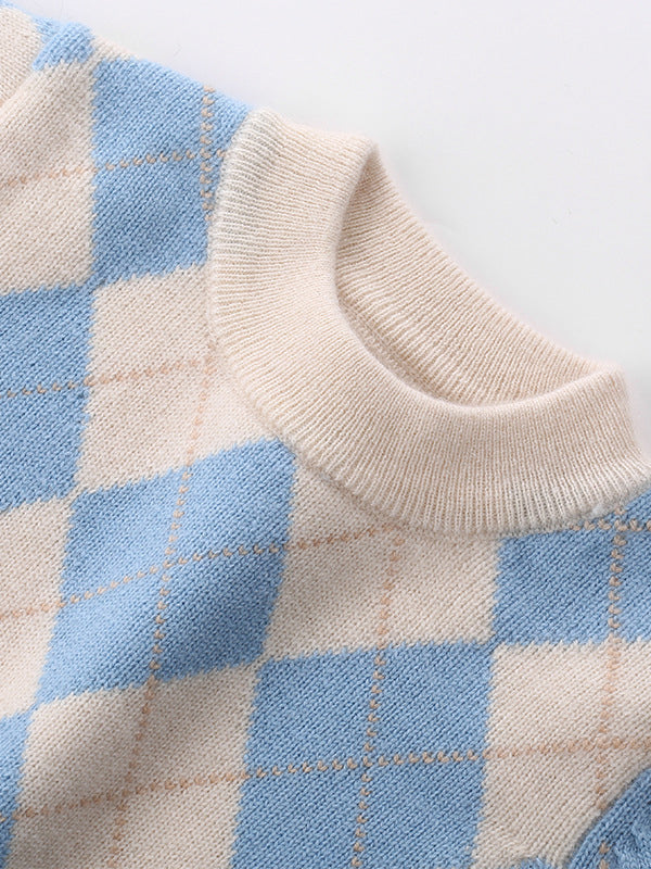 Thick Cashmere Boy Rhombus Sweater