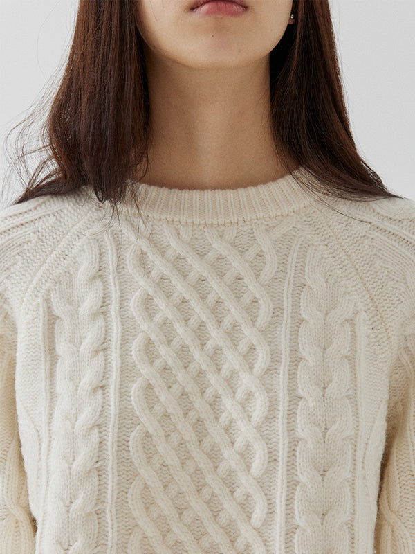 Chunky Knitted Cable Merino Pullover