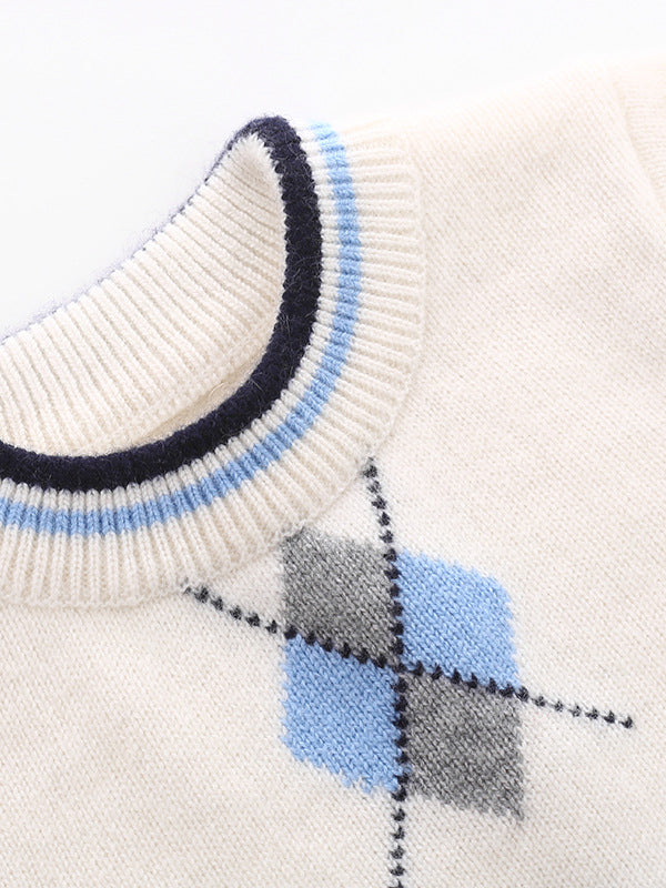 Diamond Jacquard Cashmere Baby Crewneck