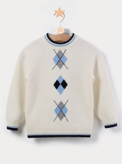 Diamond Jacquard Cashmere Baby Crewneck