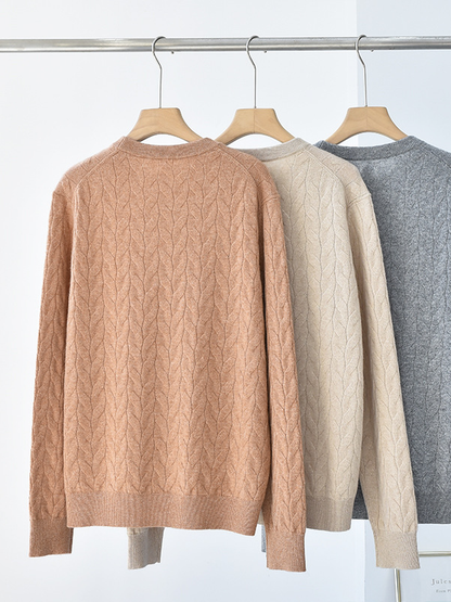 Cable Knit Thick Man's Cashmere Sweater