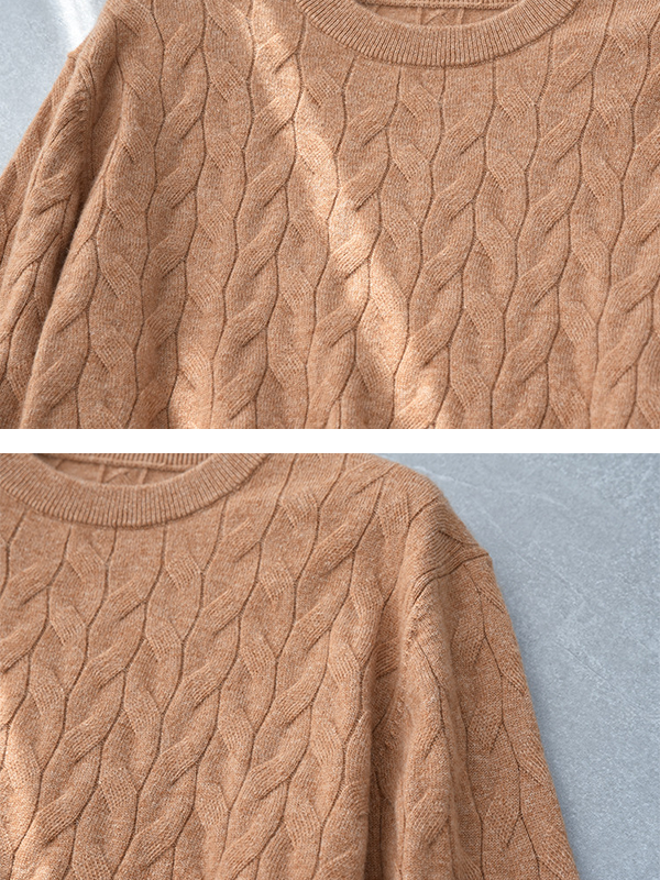 Cable Knit Thick Man's Cashmere Sweater