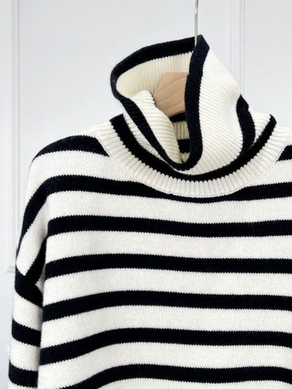 Merino Striped Turtleneck Pullover