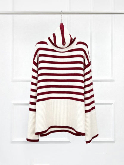 Merino Striped Turtleneck Pullover