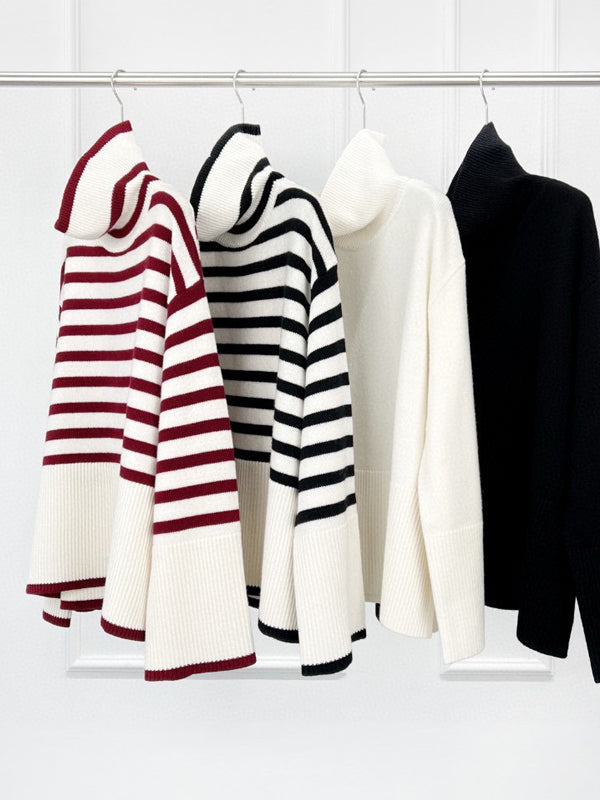 Merino Striped Turtleneck Pullover