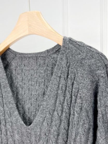 Monica Cashmere Wool Cable V Neck