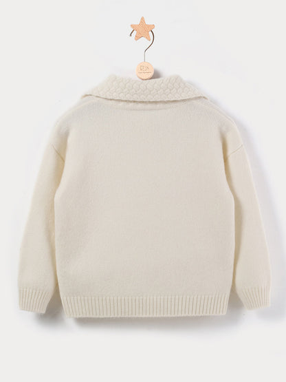 Drop-Shoulder Polo Kids Cashmere Pullover