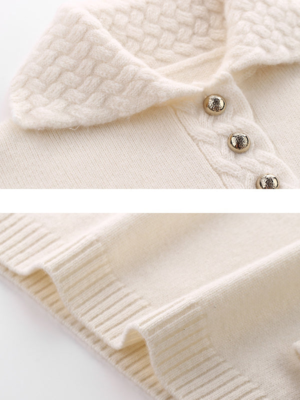 Drop-Shoulder Polo Kids Cashmere Pullover