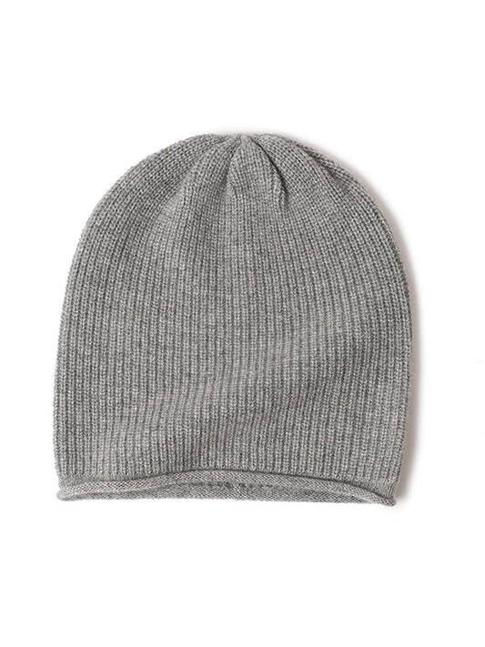 Edge Curl Cashmere Ribbed Hat