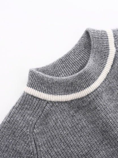 Ribbed Knit Cashmre Boy Crewneck