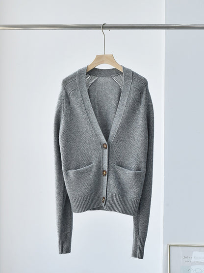 Thick Cashmere V Neck Cardigan