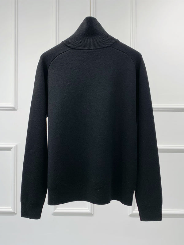 Merino Zipper Polo Sweater