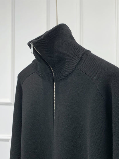 Merino Zipper Polo Sweater