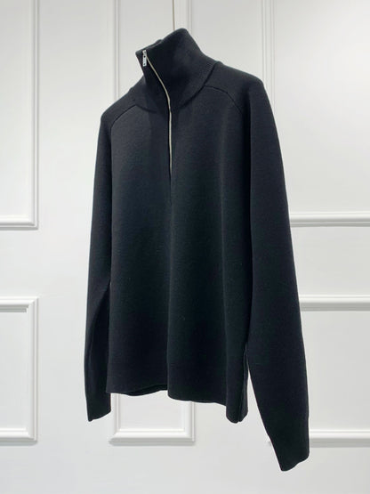 Merino Zipper Polo Sweater